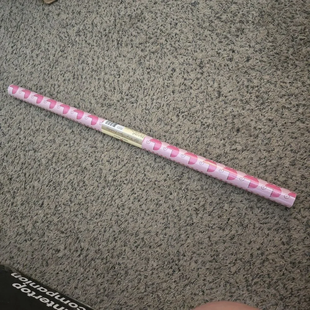 VTG American Greetings Wrapping Paper Roll '97 Baby Shower Girl Pink NOS 20 Sqft